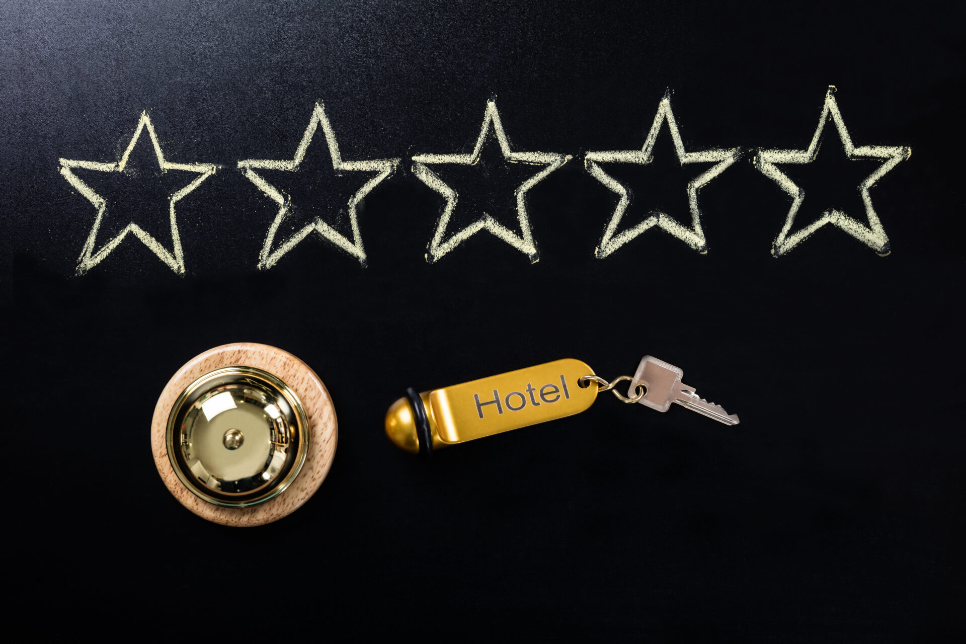 Five,Star,Service,Concept,With,Service,Bell,And,Hotel,Key